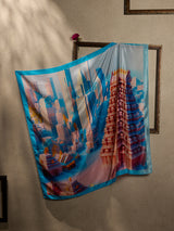 Blue Temple Gopuram City Scarf