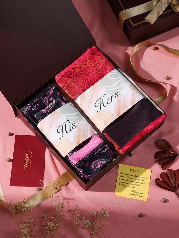 Luxury His & Hers Stole and Pocket Square Gift Box