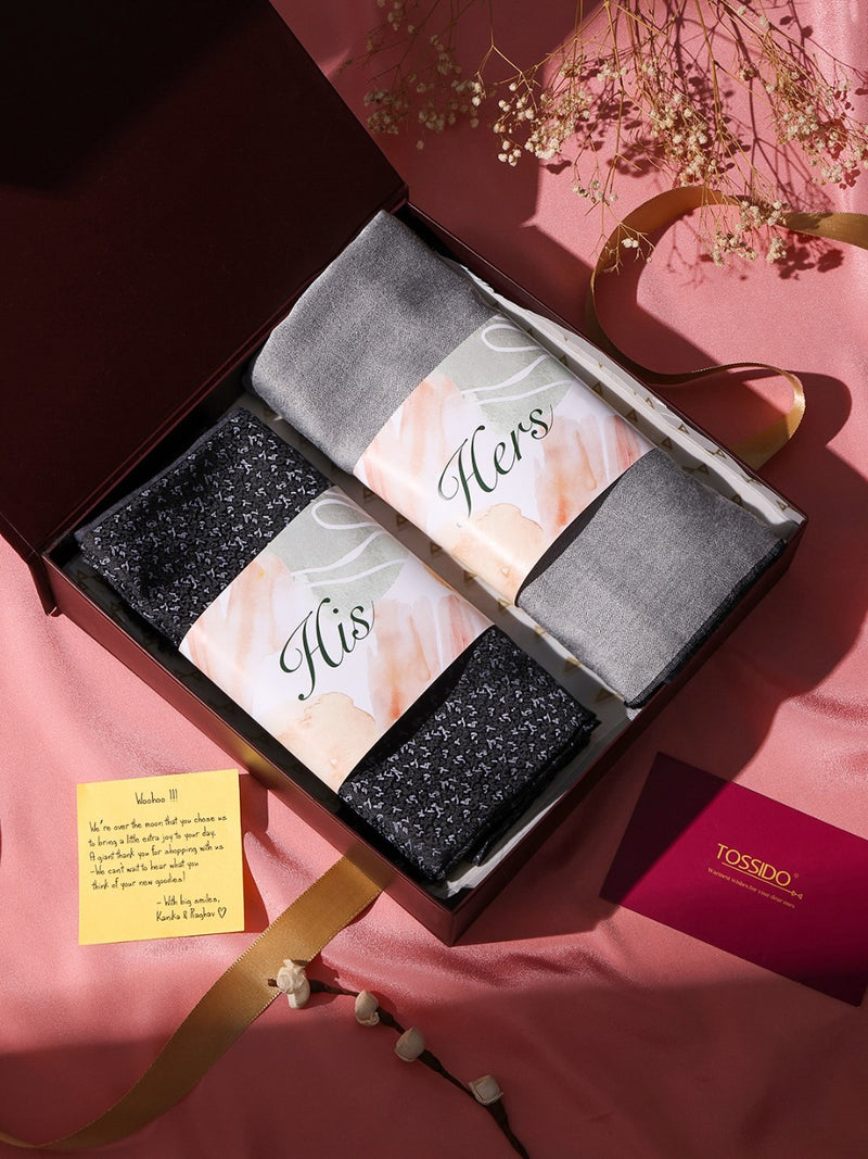 Contemporary His & Hers Stole & Pocket Square Gift Box