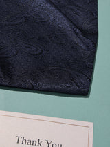 Navy Tonal Paisley Woven Cravat & Pocket Square Set - TOSSIDO