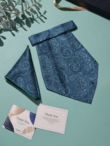 Teal Paisley Woven Cravat & Pocket Square Set - TOSSIDO