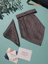 Maroon Medallion Woven Cravat & Pocket Square Set - TOSSIDO