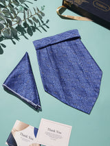 Royal Blue Paisley Woven Cravat & Pocket Square Set - TOSSIDO