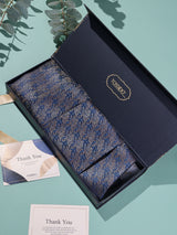 Navy & Gold Abstract Woven Cravat & Pocket Square Set - TOSSIDO