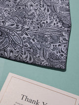 Silver Grey Swirl Paisley Woven Cravat & Pocket Square Set - TOSSIDO