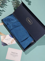 Teal Blue Tonal Paisley Woven Cravat & Pocket Square Set - TOSSIDO