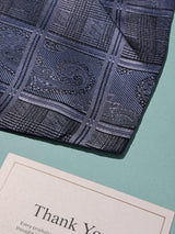 Grey Paisley Check Woven Cravat & Pocket Square Set - TOSSIDO