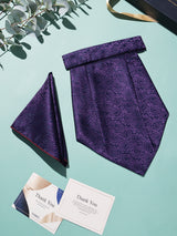 Purple Tonal Paisley Woven Cravat & Pocket Square Set - TOSSIDO