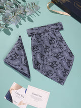 Grey Bold Paisley Woven Cravat & Pocket Square Set - TOSSIDO