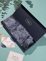 Grey Bold Paisley Woven Cravat & Pocket Square Set - TOSSIDO