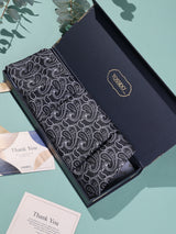 Black & White Paisley Woven Cravat & Pocket Square Set - TOSSIDO