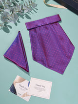 Purple & Pink Polka Woven Cravat & Pocket Square Set - TOSSIDO