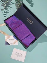 Purple & Pink Polka Woven Cravat & Pocket Square Set - TOSSIDO