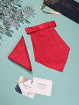 Red Textured Paisley Woven Cravat & Pocket Square Set - TOSSIDO