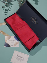 Red Textured Paisley Woven Cravat & Pocket Square Set - TOSSIDO