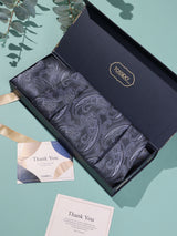 Charcoal Paisley Woven Cravat & Pocket Square Set - TOSSIDO