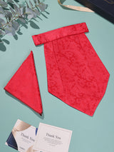 Red Paisley Floral Woven Cravat & Pocket Square Set - TOSSIDO