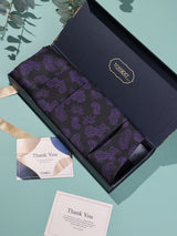 Black & Purple Paisley Woven Cravat & Pocket Square Set - TOSSIDO
