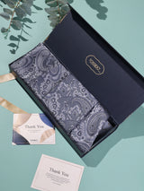 Grey Floral Paisley Woven Cravat & Pocket Square Set - TOSSIDO
