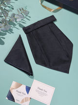 Black Tonal Paisley Woven Cravat & Pocket Square Set - TOSSIDO
