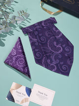 Purple Swirl Paisley Woven Cravat & Pocket Square Set - TOSSIDO
