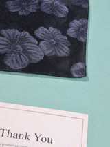 Black & Grey Floral Woven Cravat & Pocket Square Set - TOSSIDO