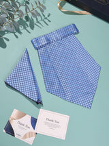 Light Blue Geometric Woven Cravat & Pocket Square Set - TOSSIDO