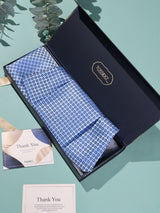 Light Blue Geometric Woven Cravat & Pocket Square Set - TOSSIDO