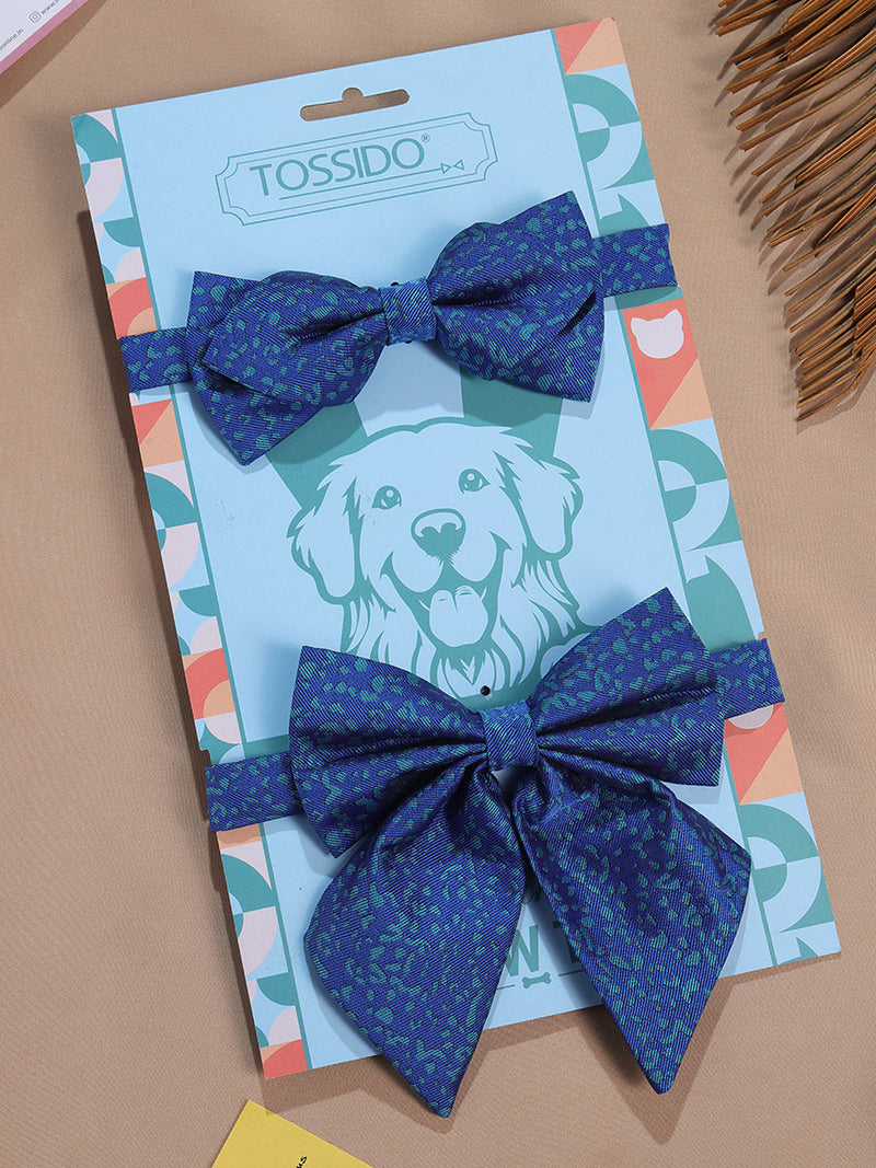 Blue Abstract Bowtie Set for Men and Dogs