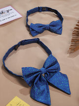 Blue Abstract Bowtie Set for Men and Dogs