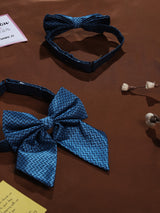 Blue Geometric Bowtie Set for Men and Dogs