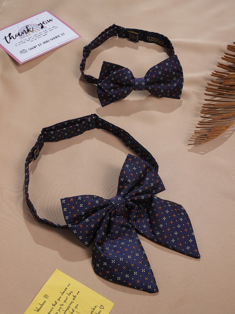 Blue Geometric Bowtie Set for Men and Dogs