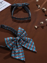 Blue & Brown Check Bowtie Set for Men and Dogs