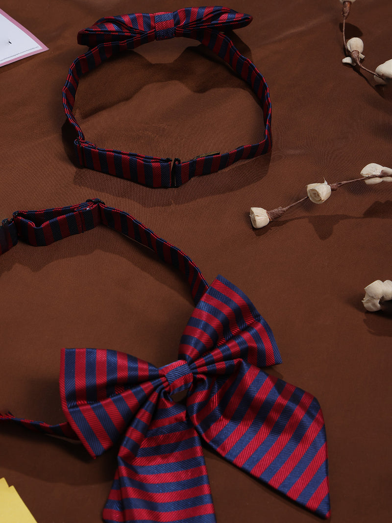 Blue & Red Stripe Bowtie Set for Men and Dogs