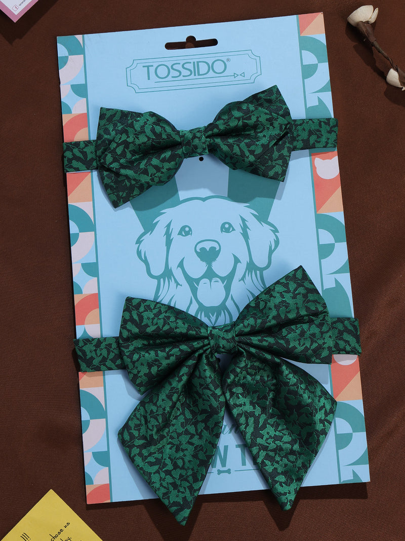 Green Floral Bowtie Set for Men and Dogs