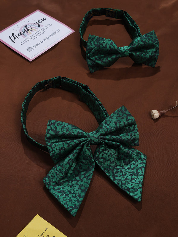 Green Floral Bowtie Set for Men and Dogs