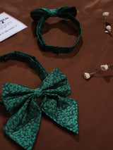 Green Floral Bowtie Set for Men and Dogs