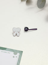 Happy Tooth & Toothbrush Enamel Pin Set of 2
