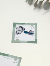 Brushing Tooth & Toothbrush Enamel Pin Set of 2