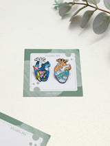 Ocean & Galaxy Heart Enamel Pin Set of 2