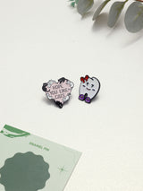 Hope You Like Cats & Bow Tooth Enamel Pin Set of 2