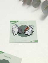 No Spoons Ghost & Pizza Ghost Enamel Pin Set of 2