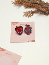 Devil Face & Thorn Heart Enamel Pin Set of 2