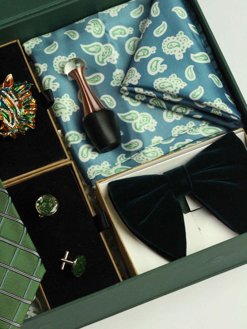 "Silk Reflections: Men's Silk Accessories Gift-Box for Reflective Style"