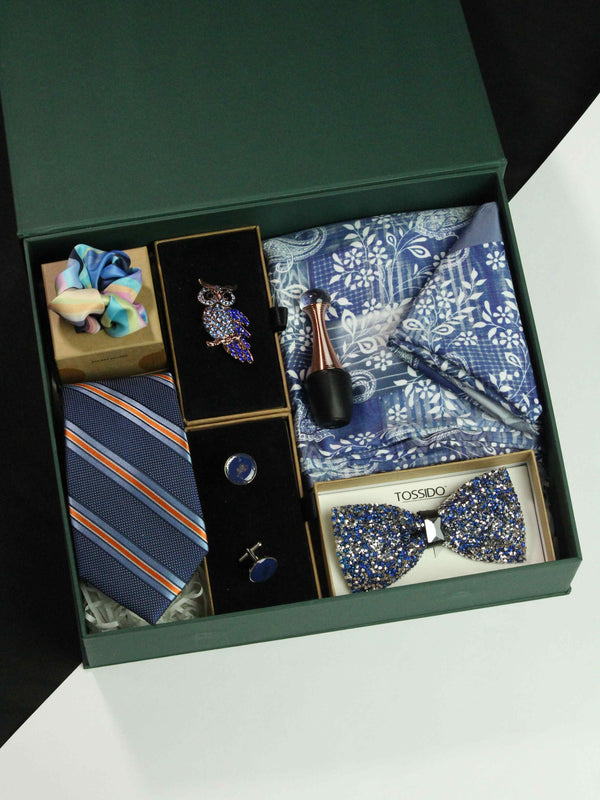 "Silk Symphony: Stylish Men's Silk Accessories Gift-Box for Dapper Attire"