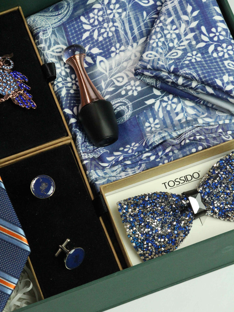 "Silk Symphony: Stylish Men's Silk Accessories Gift-Box for Dapper Attire"