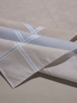 Beige & Grey Pastel Border Stripe Cotton Handkerchief Set