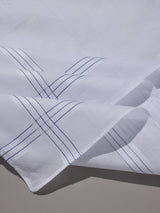 White Blue Border Stripe Cotton Handkerchief Set