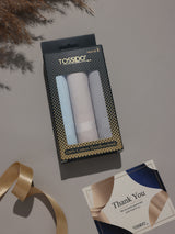 Pastel Blue Beige & Grey Border Cotton Handkerchief Set