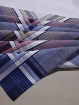 Navy & Maroon Plaid Check Cotton Handkerchief Set